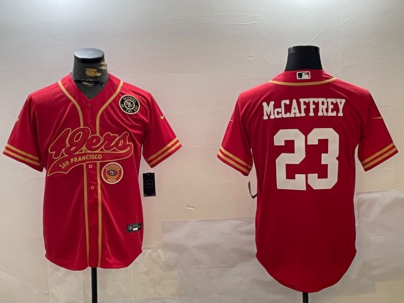 Men San Francisco 49ers #23 Mccaffrey Red Joint Name 2024 Nike Limited NFL Jersey style 12096